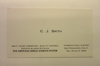 Image: employee business card: Pan American World Airways, Clyde J. Smith
