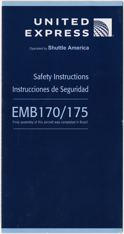 Safety information card: United Express, Embraer 170/175
