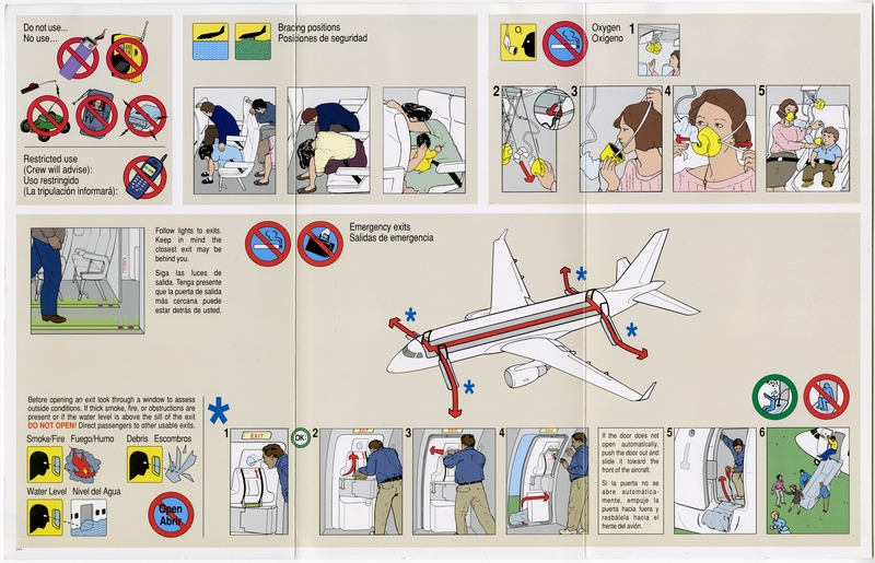 Image: safety information card: United Express, Embraer 170/175