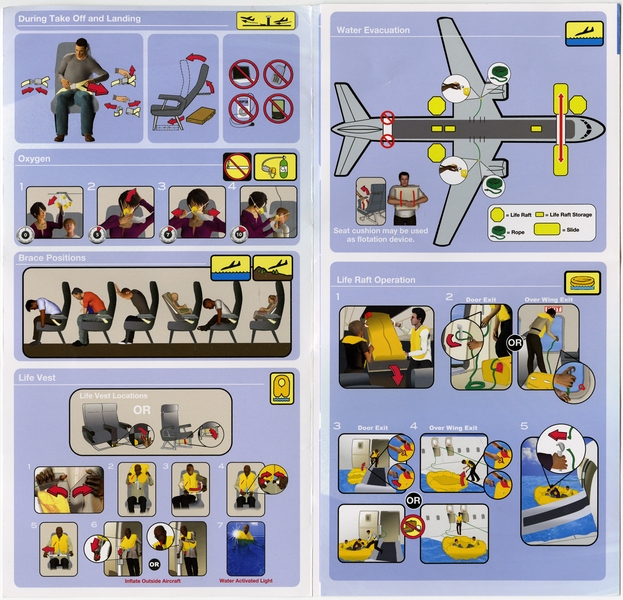 Image: safety information card: American Airlines, Boeing 737