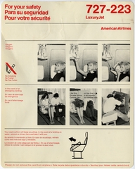 Image: safety information card: American Airlines, Boeing 727-223