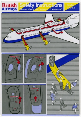 Safety information card: British Airways, Trident 3