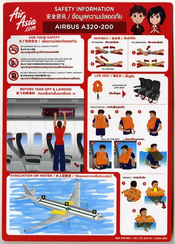 Safety information card: AirAsia, Airbus A320-200