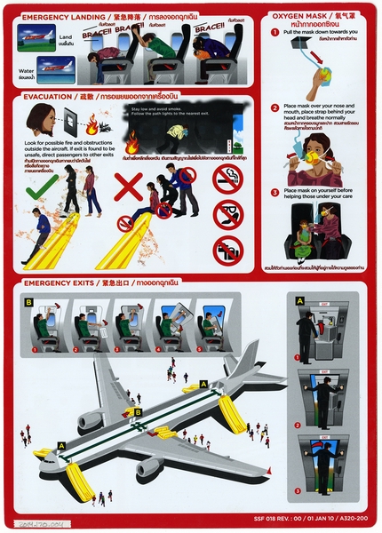 Image: safety information card: AirAsia, Airbus A320-200
