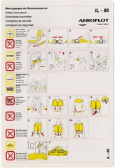Image: safety information card: Aeroflot Russian Airlines, Ilyushin Il-86