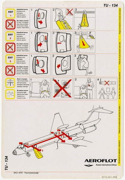 Image: safety information card: Aeroflot Russian Airlines, Tupolev Tu-134