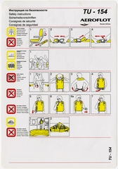 Image: safety information card: Aeroflot Russian Airlines, Tupolev Tu-154