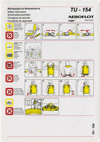 Safety information card: Aeroflot Russian Airlines, Tupolev Tu-154