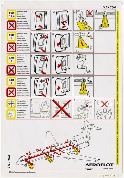 Image: safety information card: Aeroflot Russian Airlines, Tupolev Tu-154