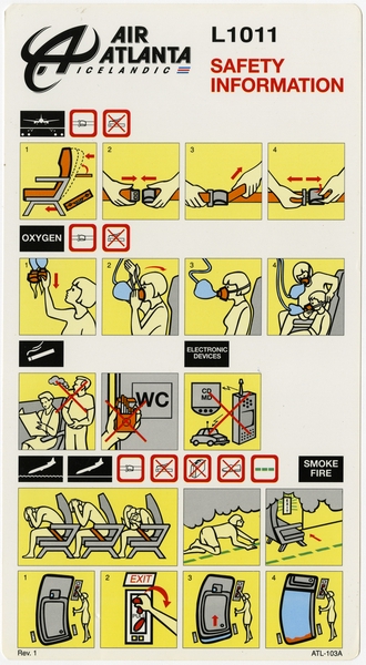 Image: safety information card: Air Atlanta Icelandic, Lockheed L-1011 TriStar