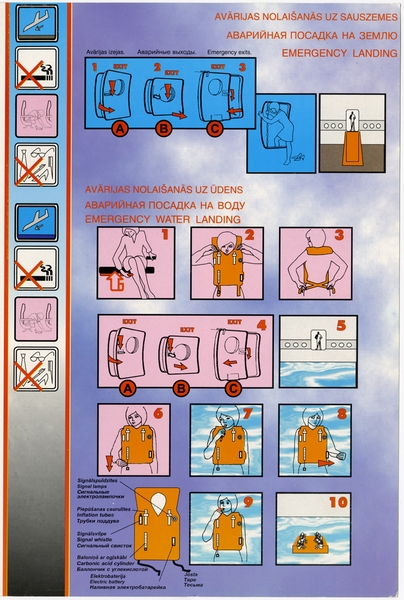 Image: safety information card: LatCharter, Tupolev Tu-134B