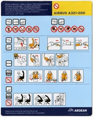 Image: safety information card: Aegean Airlines, Airbus A321-200