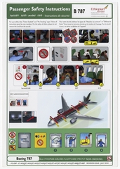 Image: safety information card: Ethiopian Airlines, Boeing 787