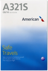 Image: safety information card: American Airlines, Airbus A321S