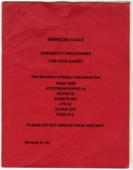 Image: safety information card: American Eagle, braille system