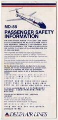 Image: safety information card: Delta Air Lines, McDonnell Douglas MD-88