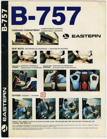 Safety information card: Eastern Air Lines, Boeing 757