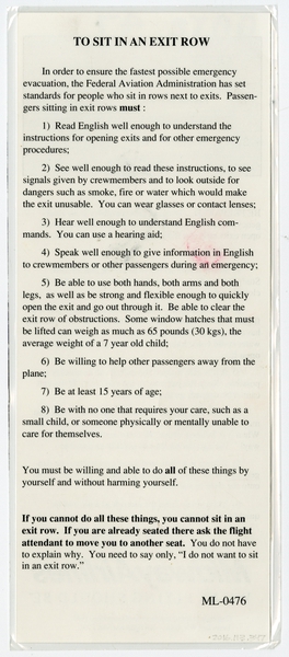 Image: safety information card: Midway Airlines