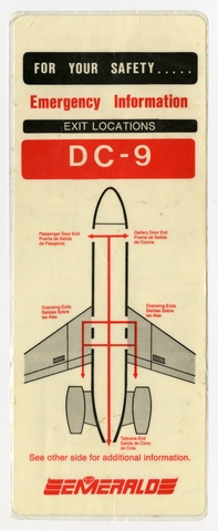 Safety information card: Emerald Air, Douglas DC-9