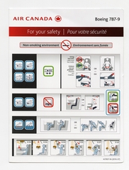 Image: safety information card: Air Canada, Boeing 787-9