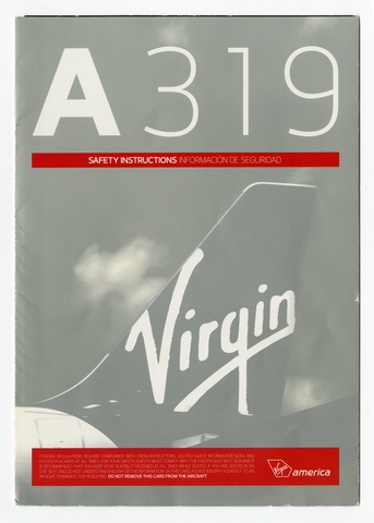 Safety information card: Virgin America, Airbus A319