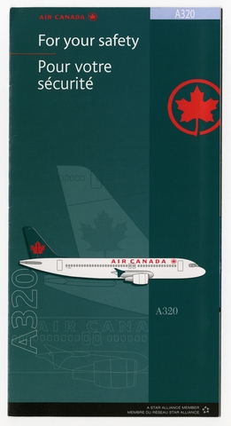 Safety information card: Air Canada, Airbus A320