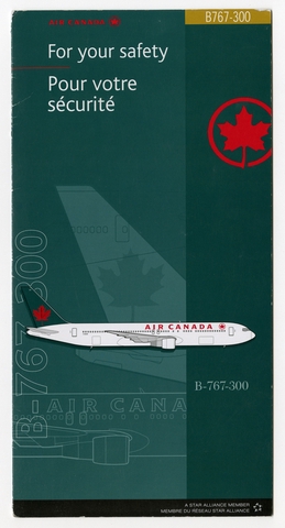 Safety information card: Air Canada, Boeing 767-300