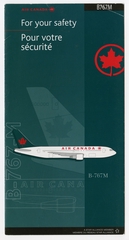 Image: safety information card: Air Canada, Boeing 767M