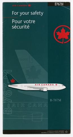 Safety information card: Air Canada, Boeing 767M