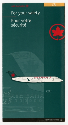 Safety information card: Air Canada, Bombardier CRJ