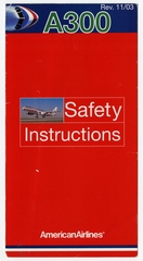 Image: safety information card: American Airlines, Airbus A300