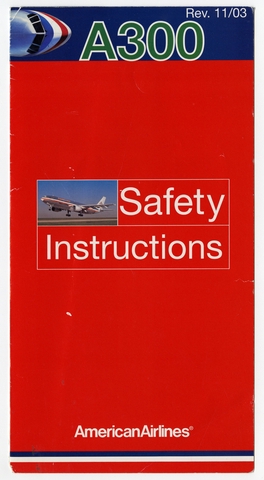 Safety information card: American Airlines, Airbus A300