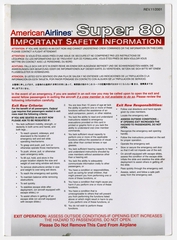 Image: safety information card: American Airlines, McDonnell Douglas MD-80