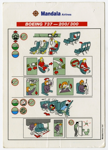 Safety information card: Mandala Airlines, Boeing 737-200/300