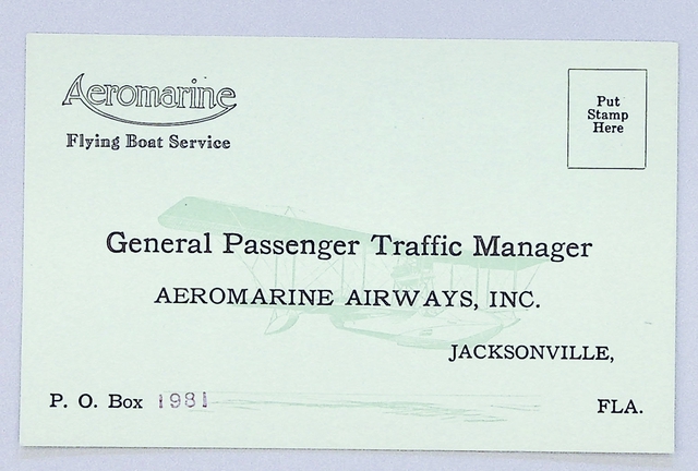 Comment card: Aeromarine Airways
