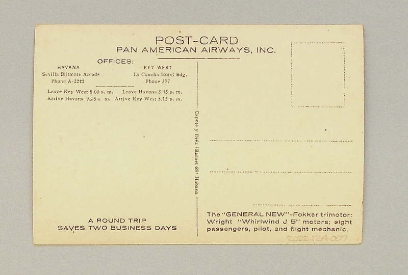 Image: postcard: Pan American Airways, Fokker F-10
