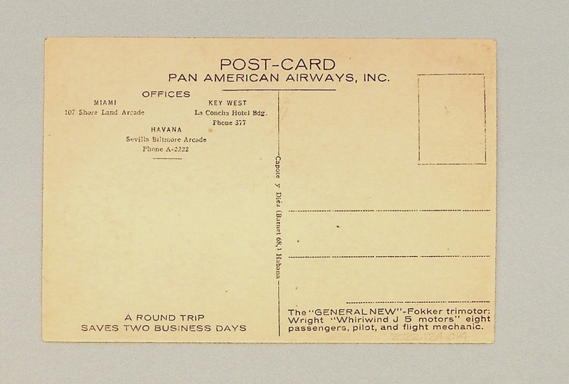 Image: postcard: Pan American Airways, Fokker F-10