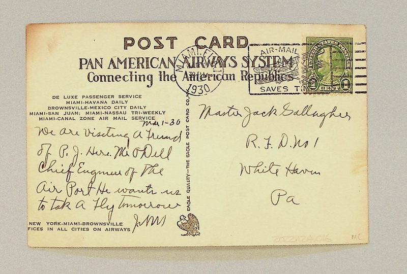 Image: postcard: Pan American Airways, Sikorsky S-38, Charles A. Lindbergh