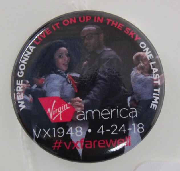 Image: promotional button: Virgin America, Flight VX1948