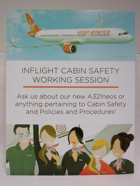 Image: employee information poster: Virgin America, Airbus A321 cabin safety