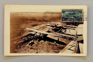 Image: postcard: Pan American Airways, Fokker F-10, Camp Colombia Airport, Havana