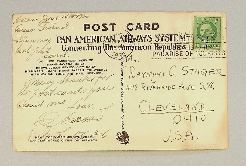 Image: postcard: Pan American Airways, Fokker F-10, Camp Colombia Airport, Havana