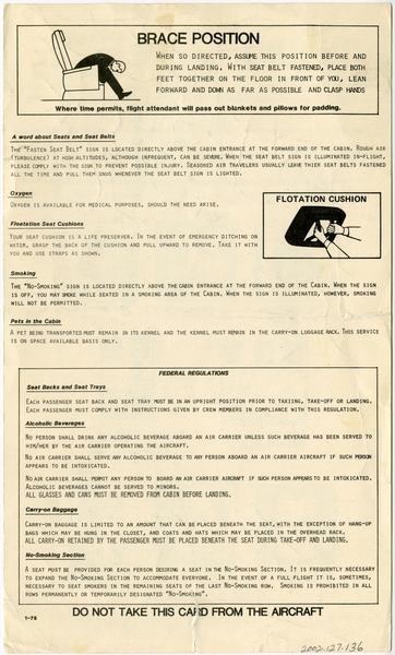 Image: safety information card: Aspen Airways, Convair CV-580