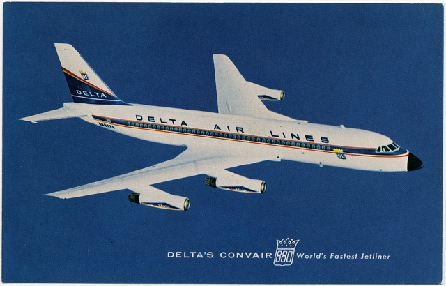Postcard: Delta Air Lines, Convair 880