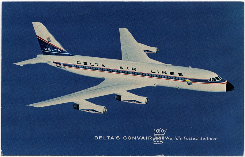 Image: postcard: Delta Air Lines, Convair 880