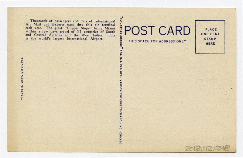 Image: postcard: Pan American Airways, International Pan American Airport