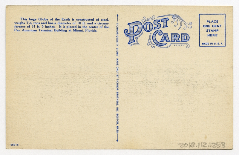 Image: postcard: Pan American Airways, Globe of the Earth