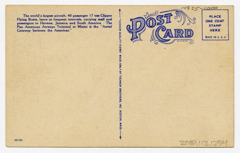 Image: postcard: Pan American Airways, Pan American Terminal