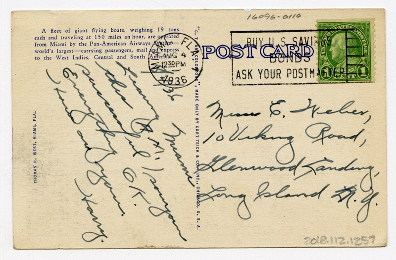 Image: postcard: Pan American Airways, Sikorsky S-42 West Indies Clipper