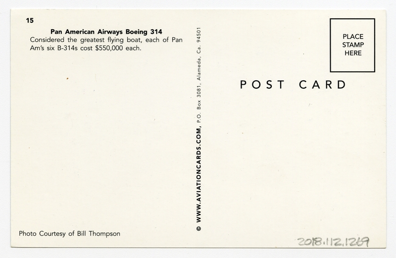 Image: postcard: Pan American Airways, Boeing 314